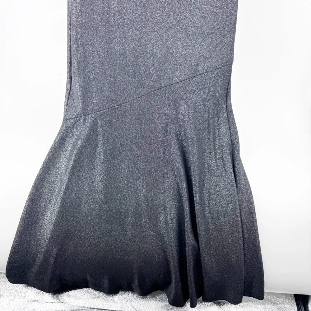 ✅ Lauren Ralph Lauren GREY/BLACK MAXI Metallic Ruffle-Trim Gown. Size 4 WEDDING - Picture 4 of 9